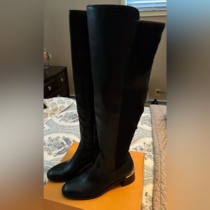 Black Leather Knee Boots